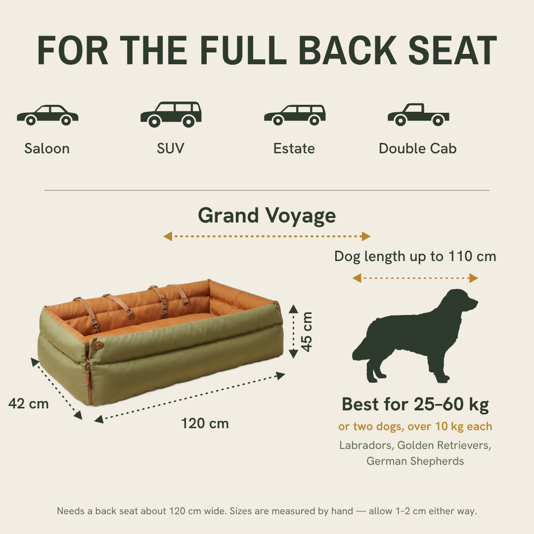 Size of the Pawcify Grand Voyage - Luxury Pet Car Bed